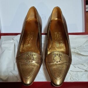 Salvatore Ferragamo Women's Metallic Gold Heels